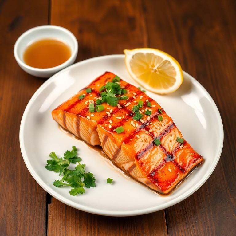 Salmón Asado a la Parrilla con Salsa de Sésamo y Jengibre