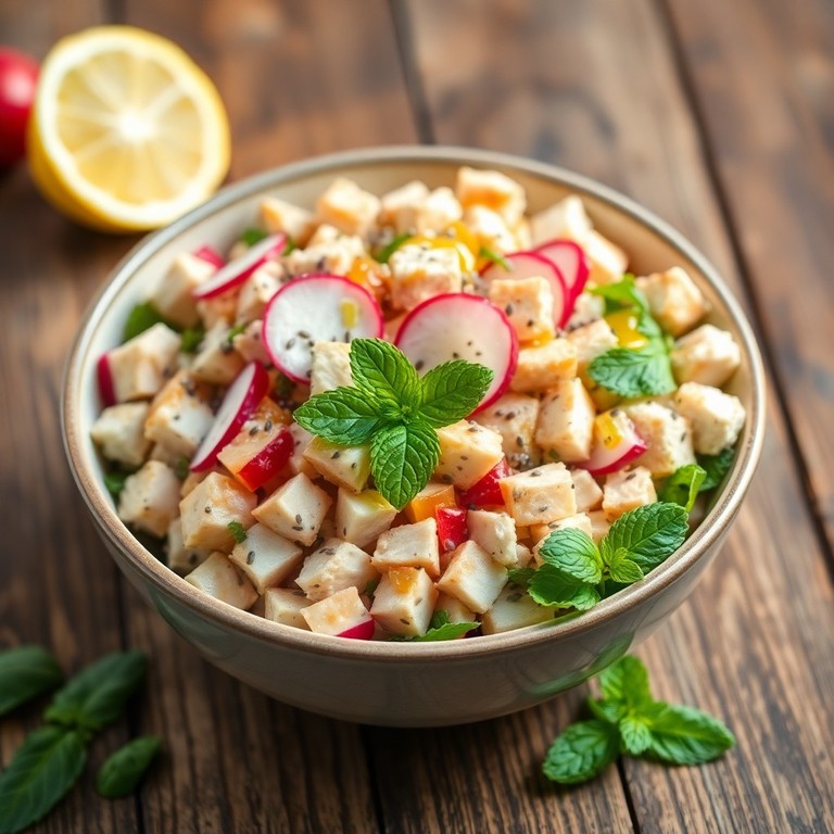 Hähnchen-Gemüse-Salat mit Radieschen und Chiasamen