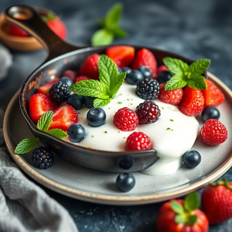 Proteinreiche Quark-Beeren-Pfanne