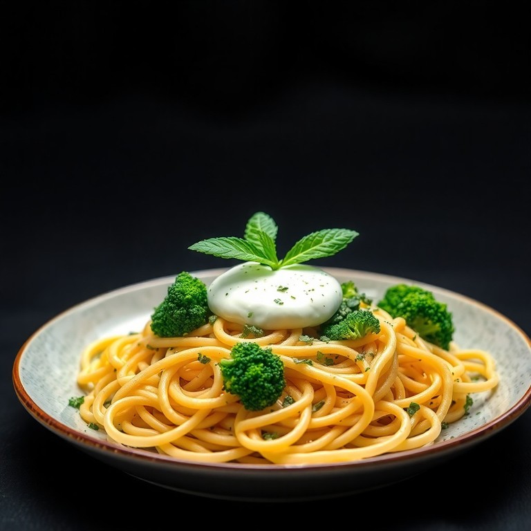 Zoodles mit Kräuterquark und Brokkoli