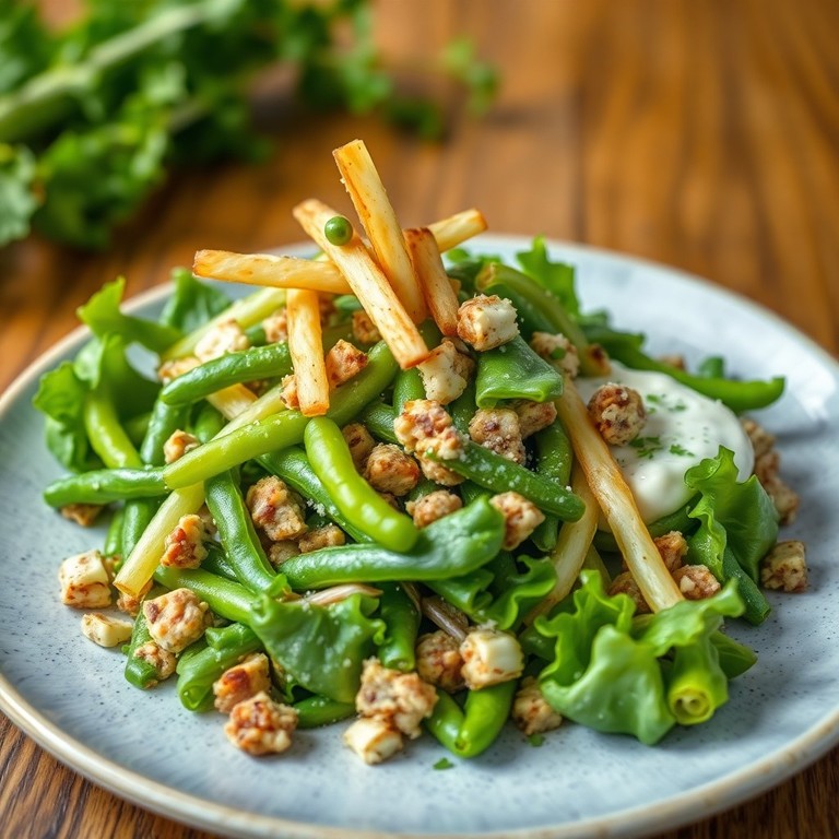 Eiweiß-Salat mit Edamame und Quark-Schnittlauch-Dip