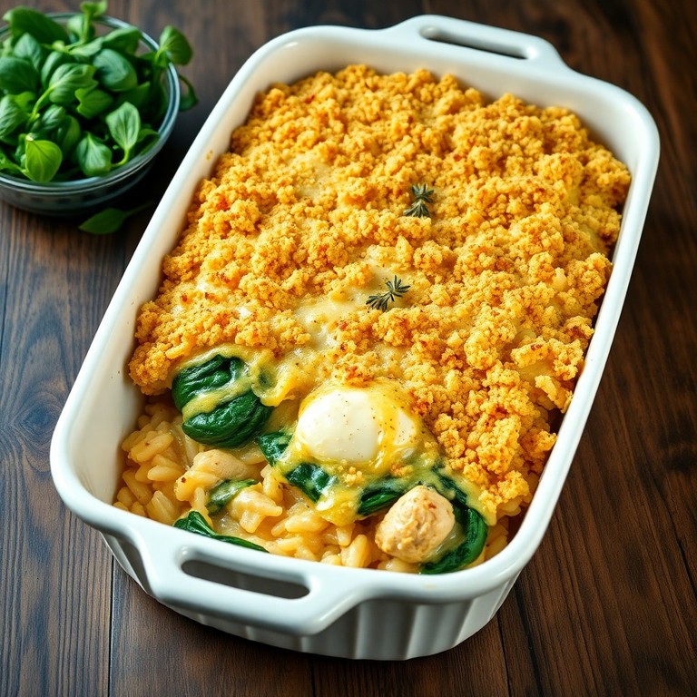 Chicken and Rice Casserole with Cheesy Spinach