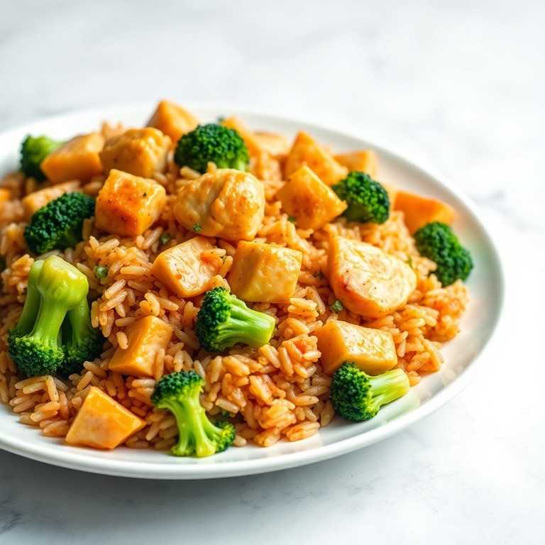 Arroz Integral Colorido com Frango e Brócolis