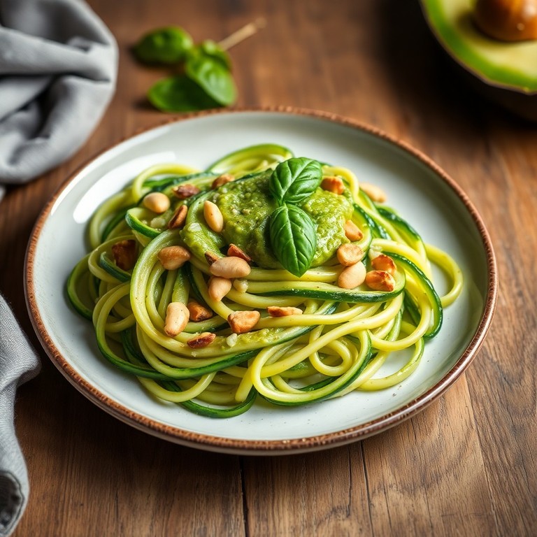 Zucchini-Nudeln mit Avocado-Pesto