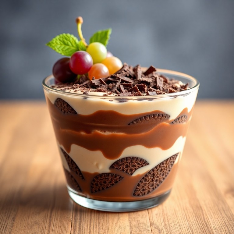 Pavê de Uva com Chocolate e Biscoitos de Maisena