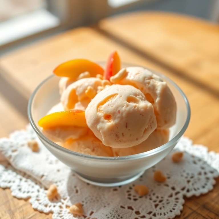 Helado de Durazno con Crema de Anacardos