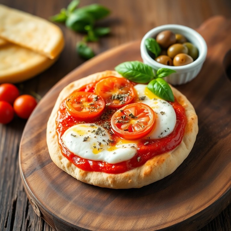 Pizza de Pão Sírio com Molho de Tomate e Orégano