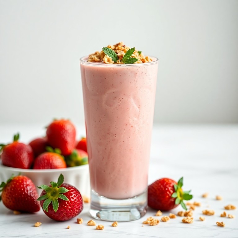 Smoothie de Morango e Iogurte com Granola Crocante