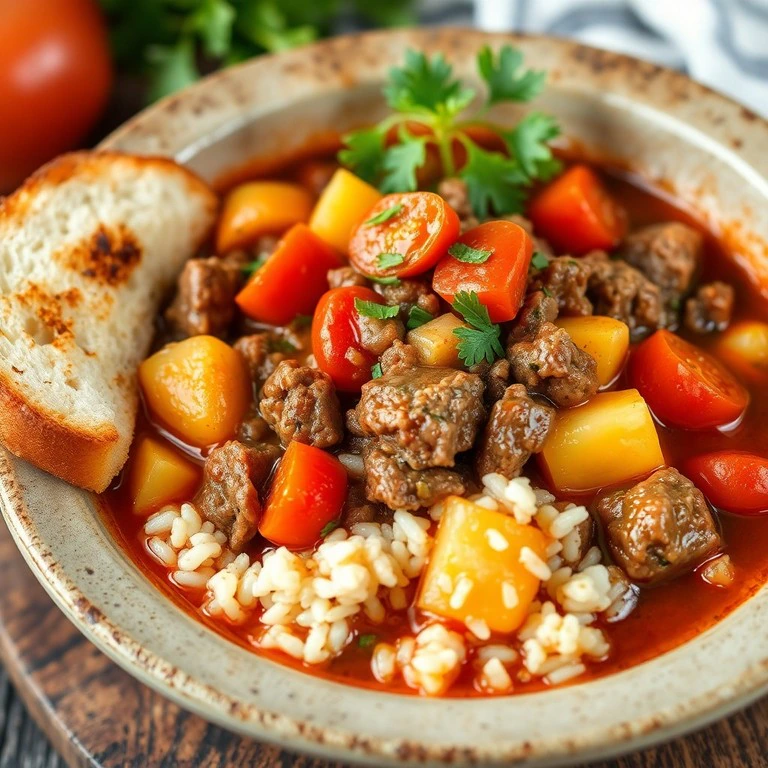 Hearty Ground Meat, Potato, and Rice Stew - Mr. Cook