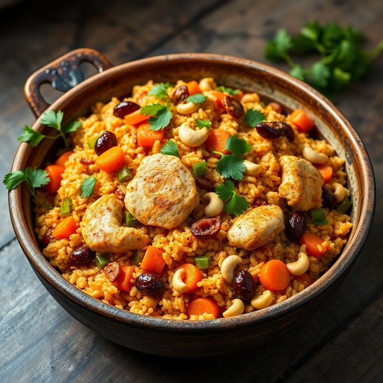 Biryani Exotique aux Trois Céréales, Poulet Mariné et Légumes Printaniers