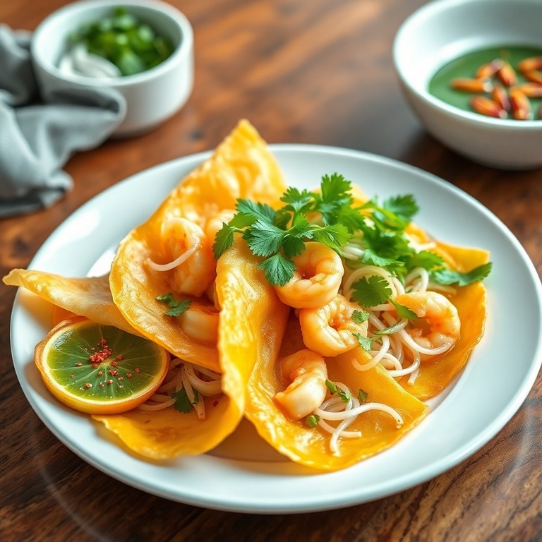 Banh Xeo with Spicy Betel Leaf Sauce