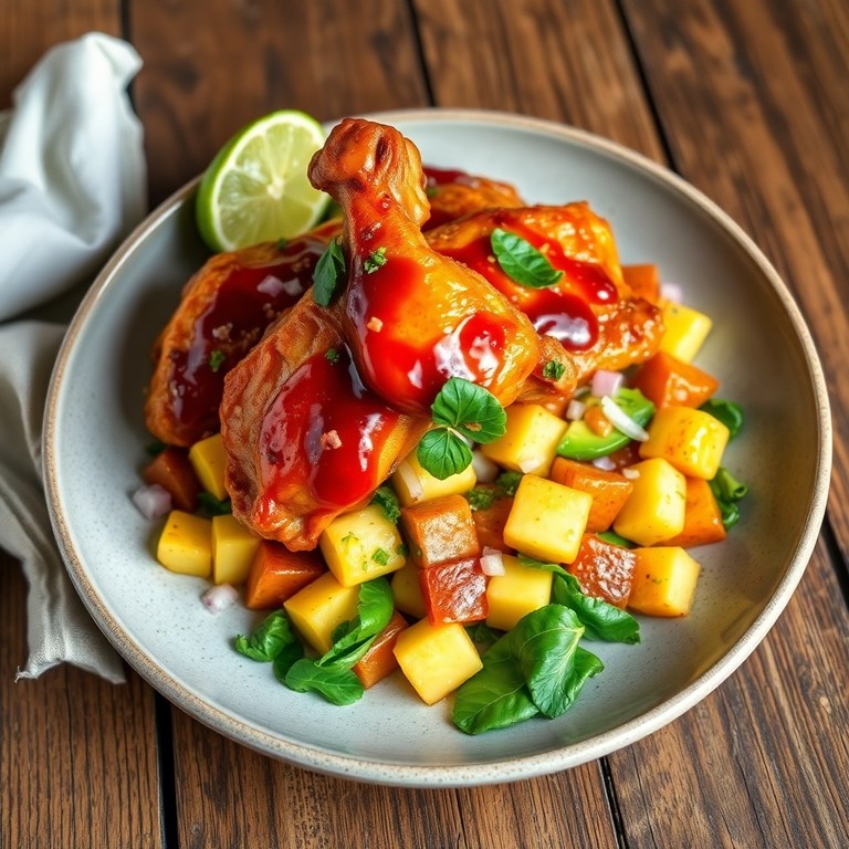 Alas Glaseadas Andinas con Ensalada Fresca