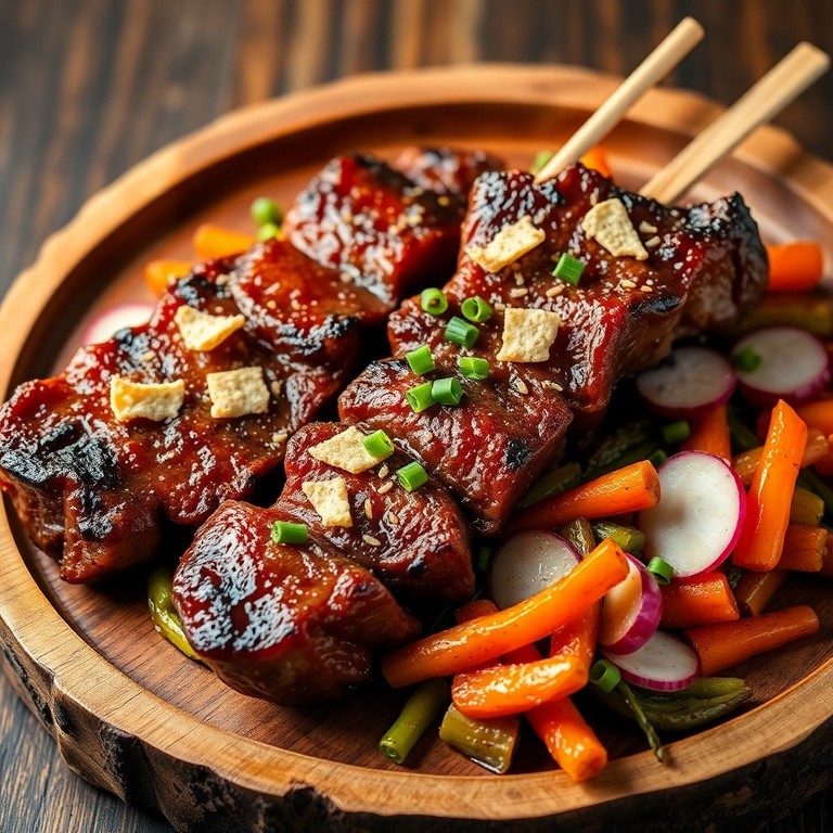 Yakitori de Bœuf Truffé et Légumes Anciens
