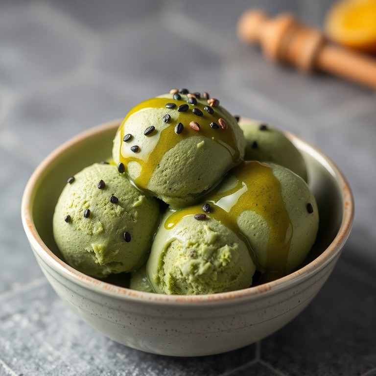 Crème Glacée au Sésame Noir et Matcha
