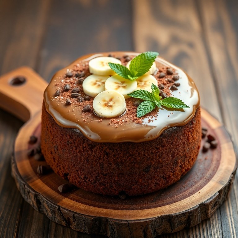 Bolo Integral de Banana e Cacau com Cobertura de Iogurte