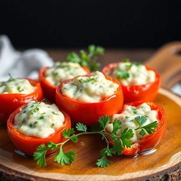 Überbackene Tomaten mit Sellerie-Kohlrabi-Füllung