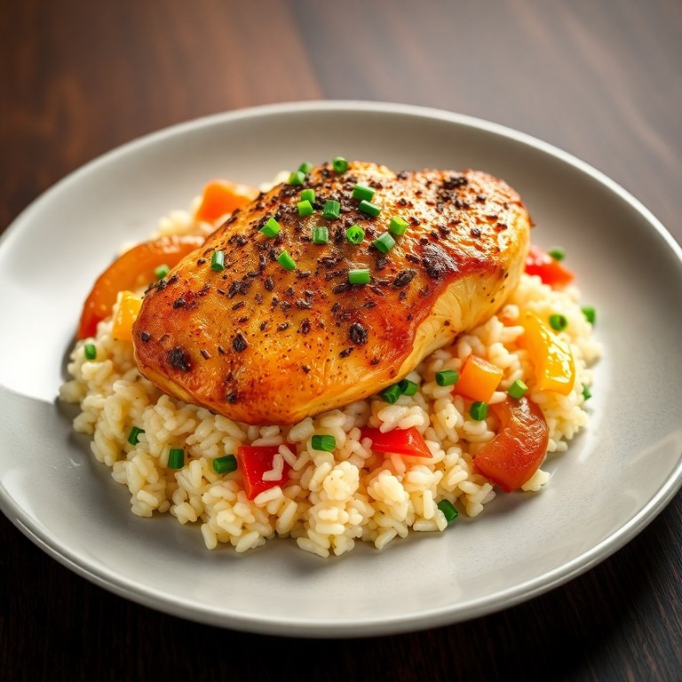 Pollo Cajún con Arroz Cremoso de Pimentón