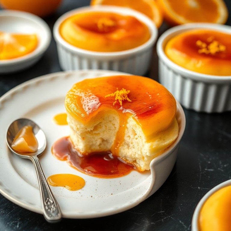 Chiffon de Naranja al Horno en Ramekin con Dátiles