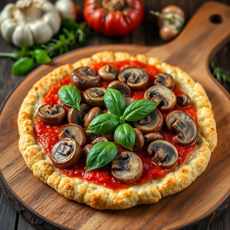Pizza de Coliflor y Champiñones Sin Gluten