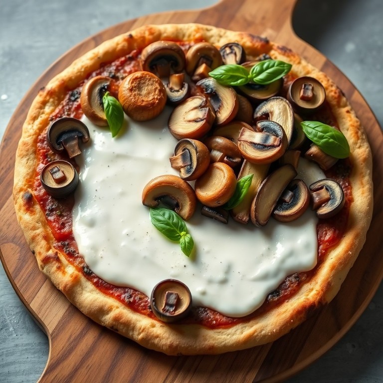 Pizza Funghi de Lino y Chía con Salsa Blanca Sin Gluten