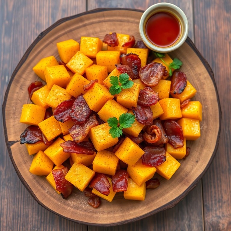 Cubos de Abóbora Cabotiá Assados com Bacon e Chili