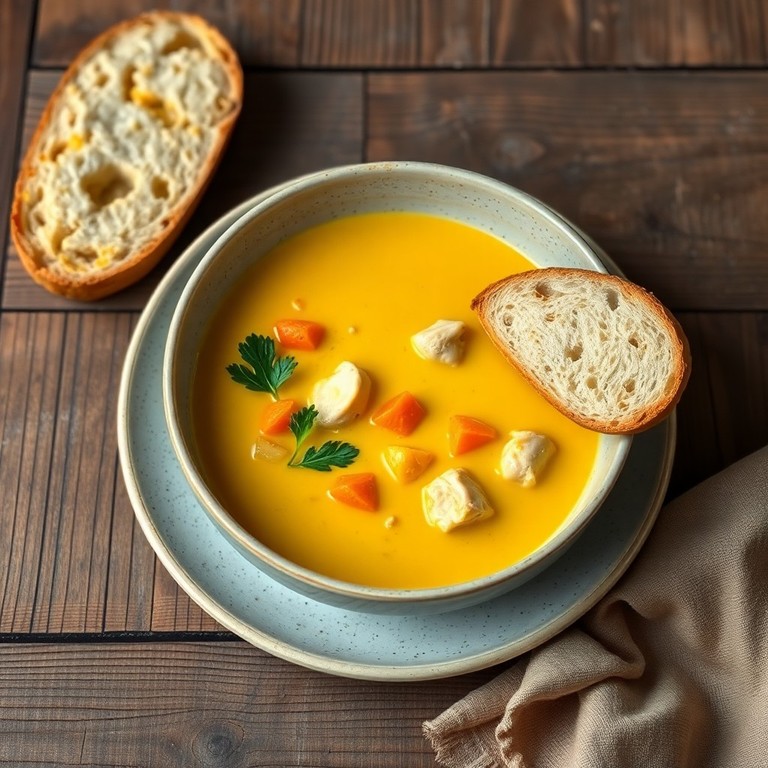 Zuppa Cremosa di Pollo, Verdure e Curcuma al Latte