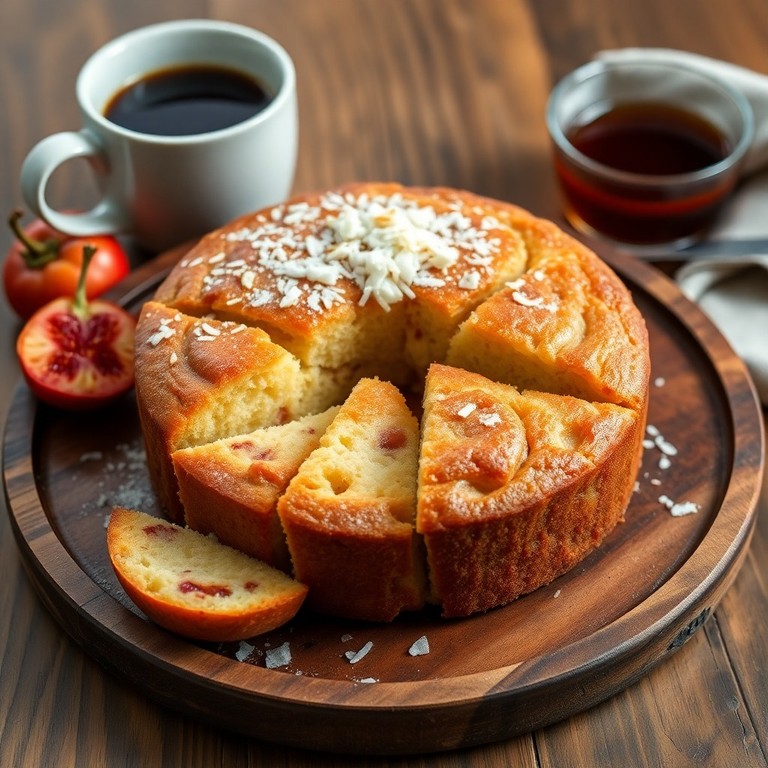 Bolo Cremoso de Fruta-Pão com Coco