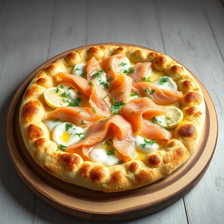 Spargel-Lachs-Pizza mit Dillrahm