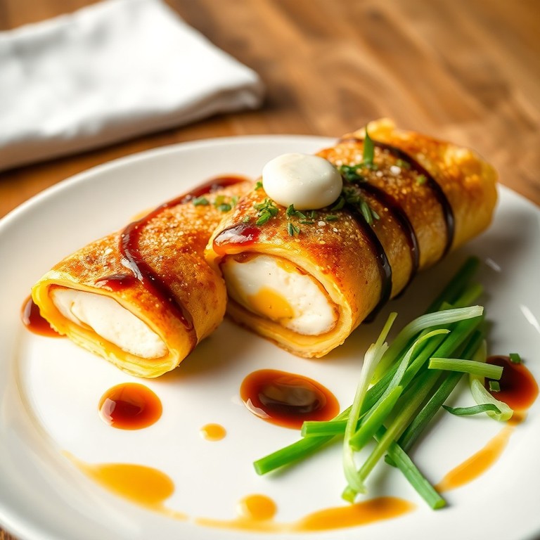 Omelete Japonês Enrolado com Recheio Cremoso de Iogurte