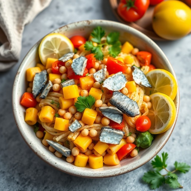 Salada Mediterrânea de Macarrão com Sardinha