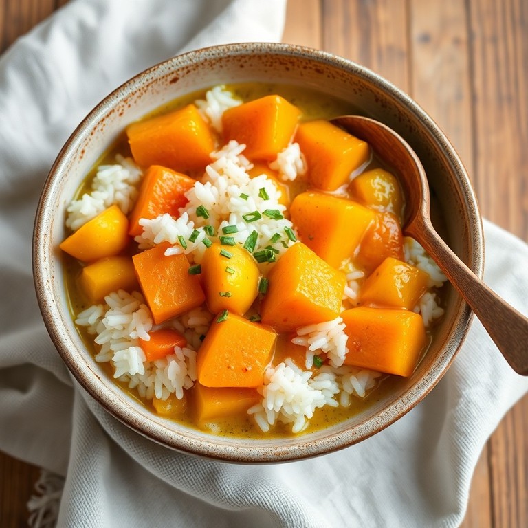 Ensopado Cremoso de Arroz com Abóbora, Batata e Cenoura