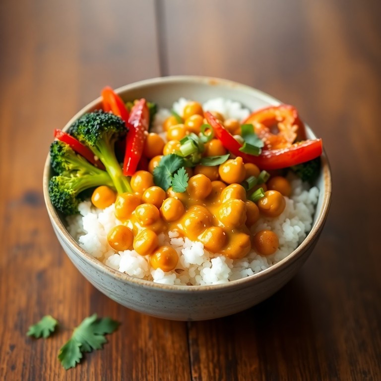 Tigela de Curry de Coco Tailandesa com Grão de Bico Crocante