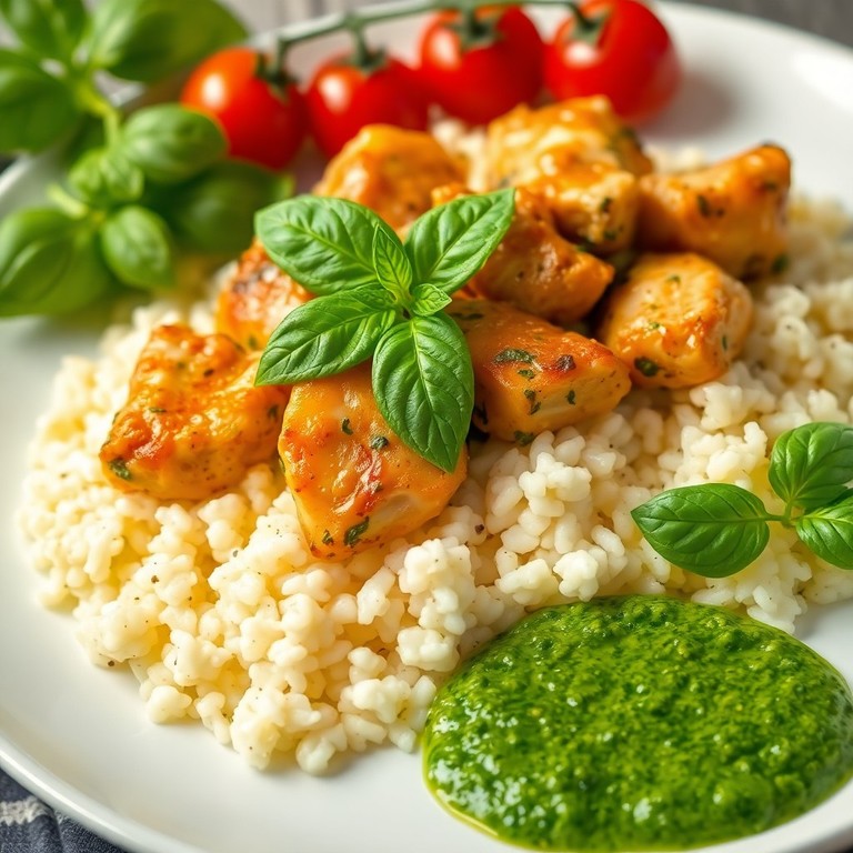Frango com Manjericão Tailandês e Arroz de Couve-Flor