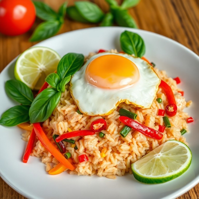 Arroz Frito com Manjericão e Frango ao Estilo Tailandês (Khao Pad Krapao)