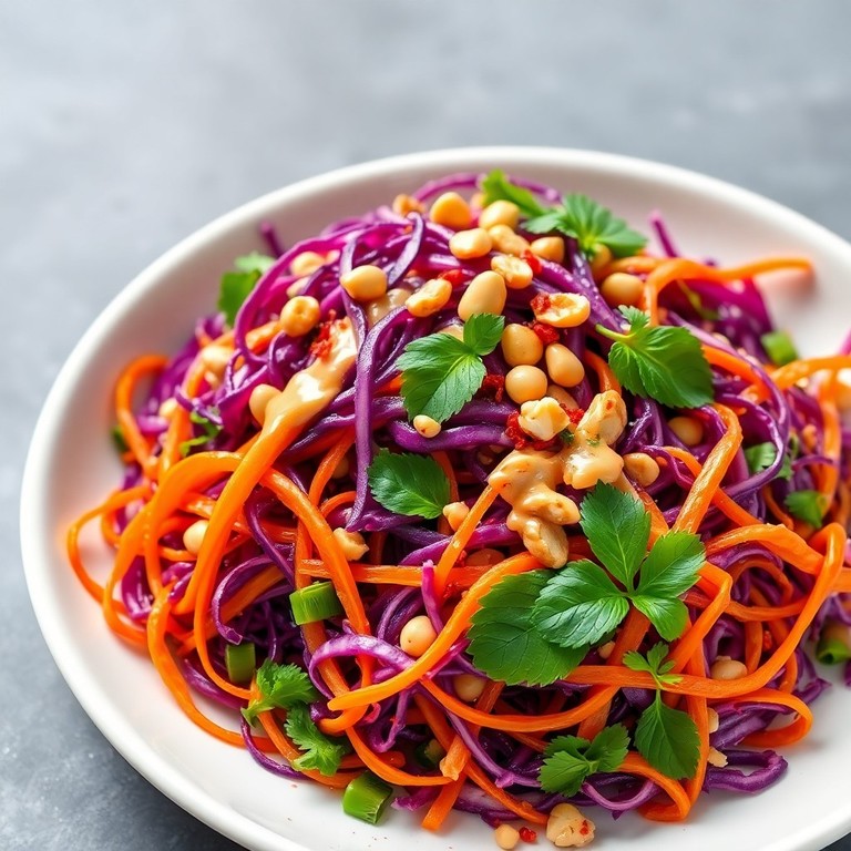 Salada Tailandesa Roxa com Molho de Amendoim Gengibre