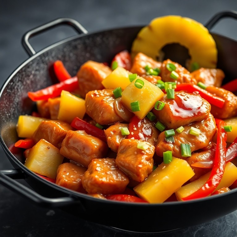 Frango Teriyaki com Abacaxi e Legumes Salteados no Wok