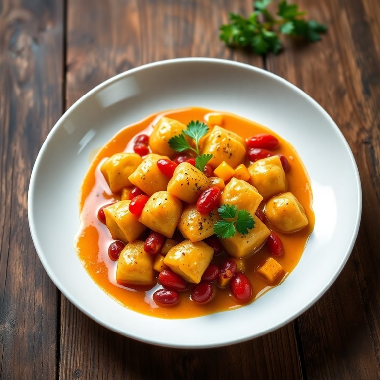 Gnocchi in Curry-Rahm mit Kidneybohnen und Mais