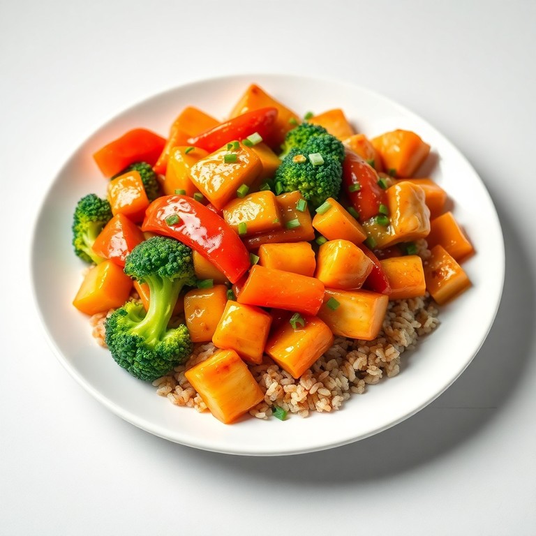 Salteado Oriental de Pollo y Vegetales con Salsa Agridulce