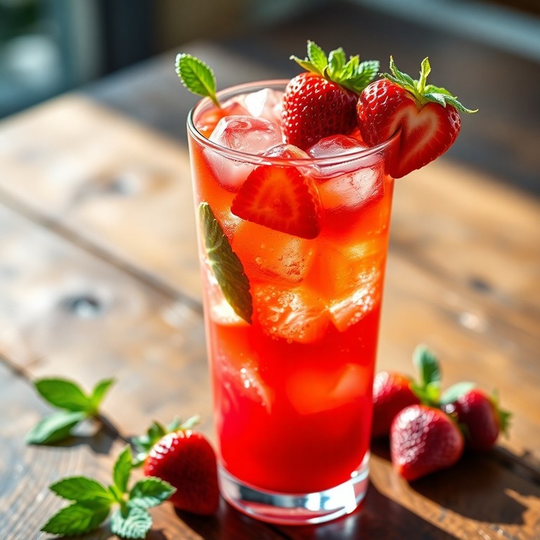 Mocktail de Morango com Chá Gelado e Gás