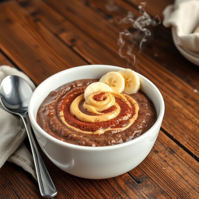 Mingau Proteico de Aveia com Chocolate e Amendoim