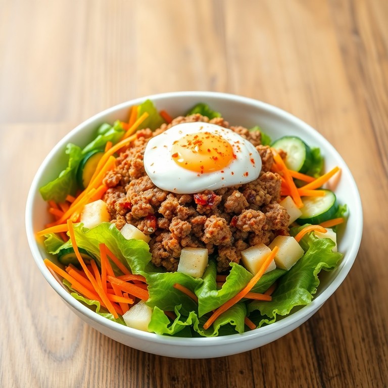 Ensalada Bowl con Carne Picada, Arroz y Aderezo Cremoso