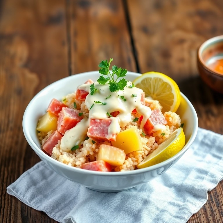 Ensalada Rusa de Atún con Arroz y Mayonesa Cremosa