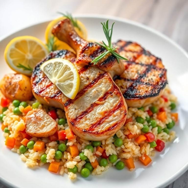 Chuleta Campestre con Arroz y Aromas de Jardín