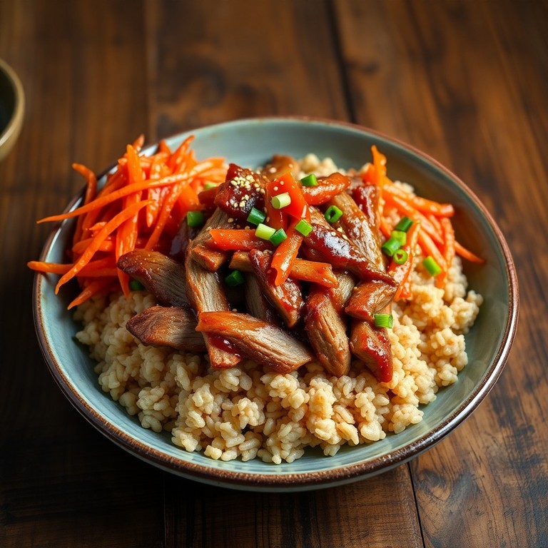 Porc Effiloché Coréen avec Riz Brun et Kimchi