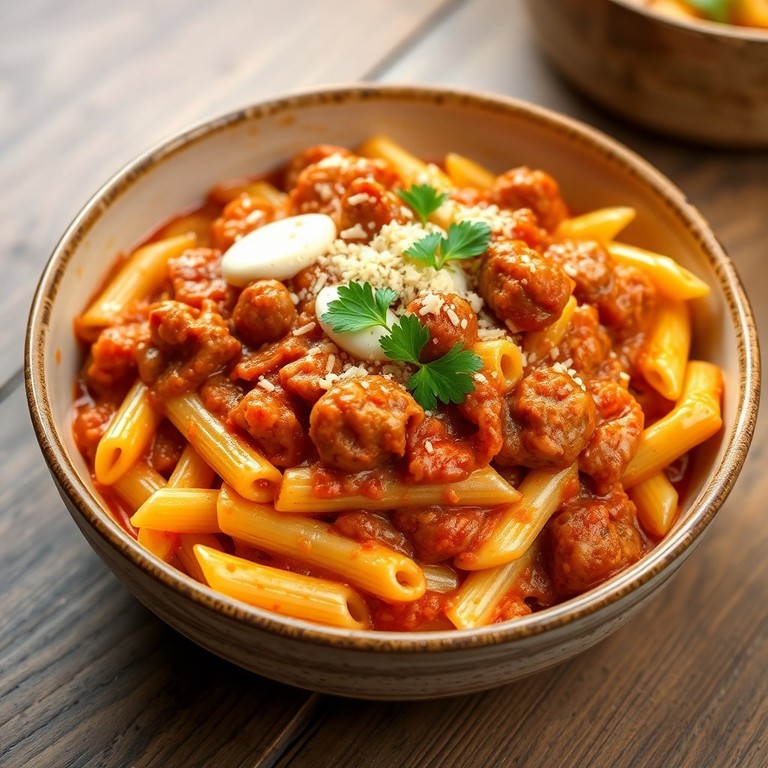 Macarrão à Bolonhesa Cremoso com Linguiça