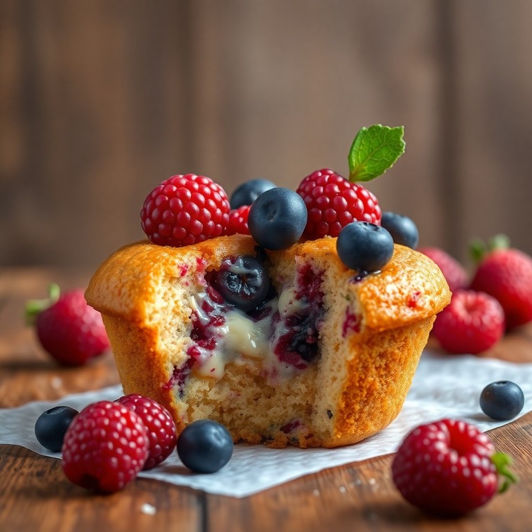Muffins Coeur Fondant aux Petits Fruits et Fromage à la crème Végane