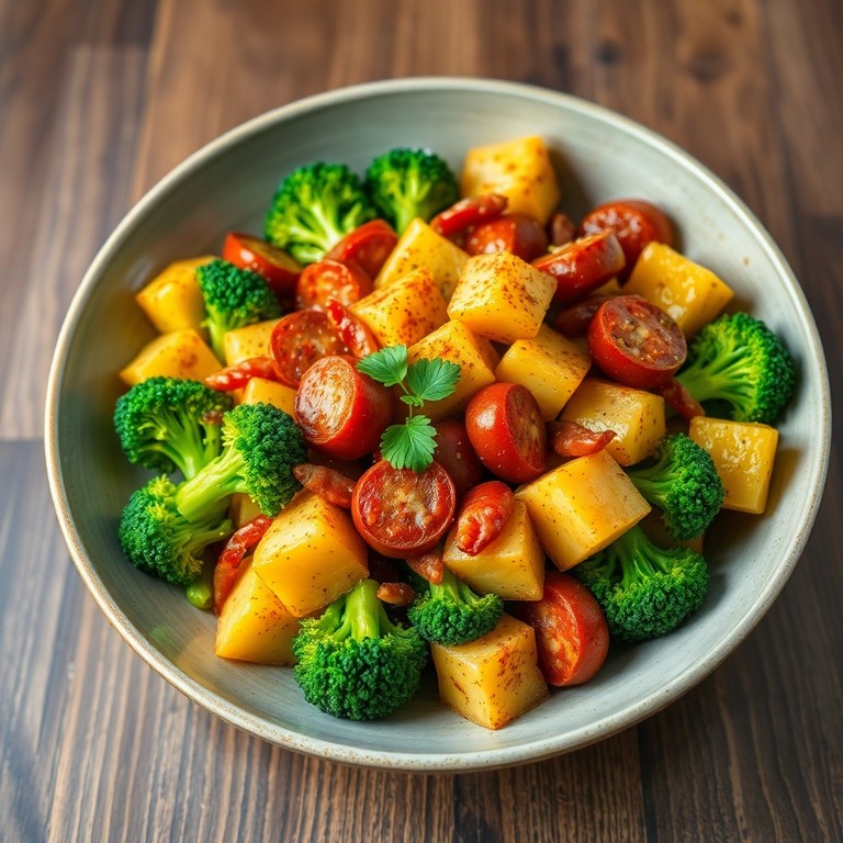 Broccoli, Chorizo en Aardappel Roerbak