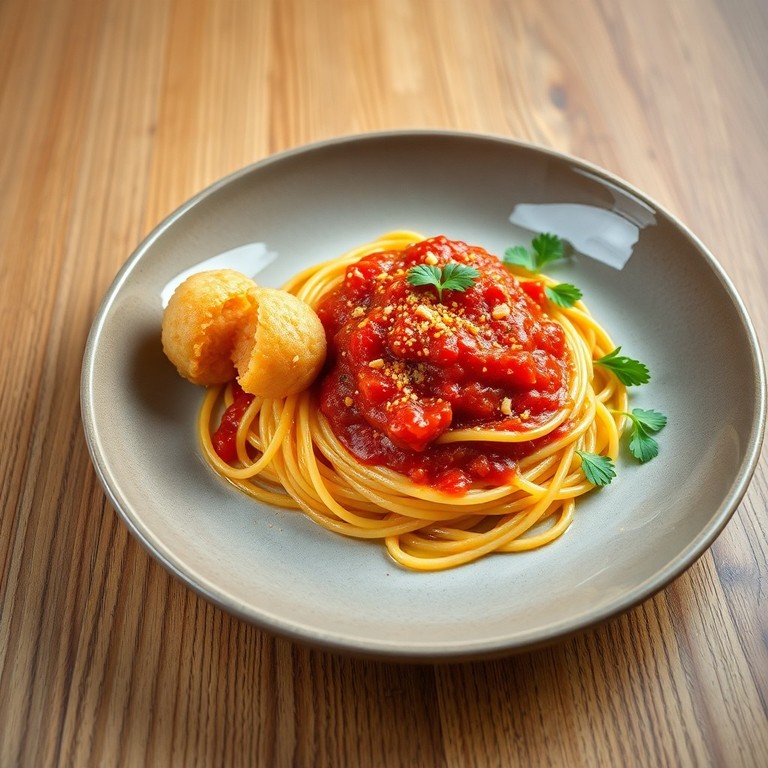 Spaghetti Arrabbiata with Furikake Rice Balls
