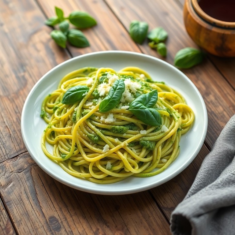 Glutenfreie Tagliatelle mit veganem Basilikum-Pesto