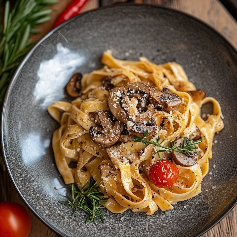 Gebratene Pilz-Rosmarin-Tagliatelle (Glutenfrei, Vegan)